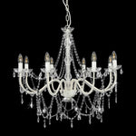 Chandelier with Beads White 8 x E14 Bulbs 281604