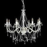 Chandelier with Beads White 8 x E14 Bulbs 281604