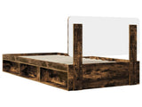 Bed Frame with Headboard Smoked Oak 75 x 190 cm Solid Pine Wood 3412555