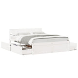 Bed Frame without Mattress White 150x200 cm King Size Solid Wood Pine 3282346