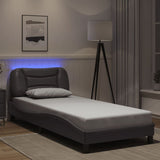 Bed Frame with LED without Mattress "Hvar" Grey 90x190 cm 3213902