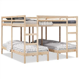 Triple Bunk Bed Frame 200x200/80x200 cm Solid Wood Pine 3308583
