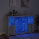 Sideboards with LED Lights 3 pcs Grey Sonoma Engineered Wood 3209140