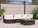Garden Table Black 55x55x36 cm Poly Rattan Acacia Wood 365929