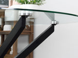 Dining Table with Clear Tempered Glass Top, Round Table with Metal Legs, Modern Kitchen Table for T3398P329932