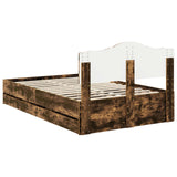 Bed Frame with Drawer Smoked Oak 120 x 190 cm Engineer Wood 3413030