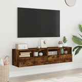 TV Wall Cabinets 2 pcs Smoked Oak 60x30x30 cm Engineered Wood 836863