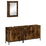 3 Piece Bathroom Furniture Set Smoked Oak Engineered Wood 3214792