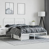 Bed Frame White Steel Double Size Bed Frame Rectangular 352628