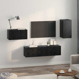 TV Cabinet Set with Drawer Black Oak Engineered Wood 3393298