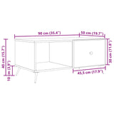 Coffee Table Grey Sonoma 90 x 50 x 40 cm Engineered Wood 895651