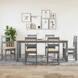 ZNTS 7 Piece Dining Set Panama Grey Solid Wood Pine 3345192