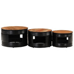 ZNTS Bar Tables Drum Shape 3 pcs Solid Wood Acacia 358935