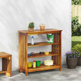 Garden Cabinet Natural 90 x 40 x 90cm Solid Acacia Wood 42001363