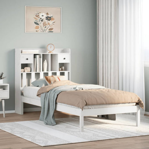 Bookcase Bed without Mattress White 90x200 cm Solid Wood Pine 3321621