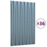 Roof Panels 36 pcs Galvanised Steel Grey 60x36 cm 319129