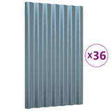 Roof Panels 36 pcs Galvanised Steel Grey 60x36 cm 319129