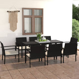 Outdoor Dining Set Black Poly rattan 9 Piece Set Durable 3100412