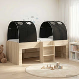 Bed with Tunnel 3 pcs Sonoma Oak and Black Engineered Wood 3423556