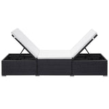 Sun Lounger Black and Cream White 317104