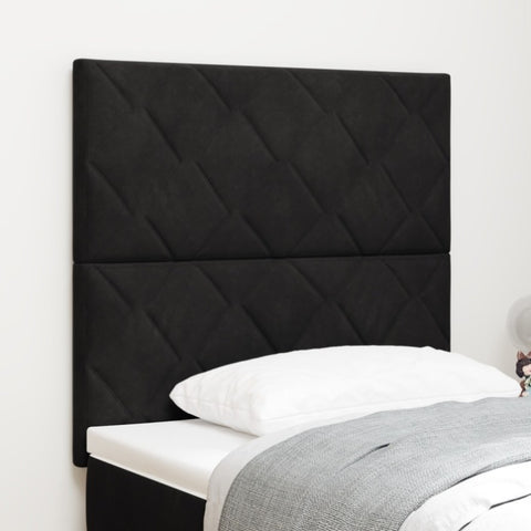 ZNTS LED Headboard Diamond Blocks Design Black 90 cm Velvet 3338497