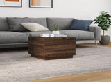 Coffee Table with LED Lights Brown Oak 50x50x40 cm 839874