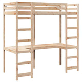 Loft Bed Frame Natural 90 x 190 cm Solid Pine Wood 3414554