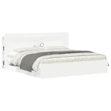 Headboard Cabinet with Storage White Engineered Wood 8001291
