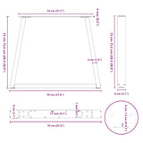 Dining Table Legs V-Shape 3 pcs Natural Steel 70x cm Steel 4012587