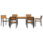 Garden Dining Set 7 pcs Black and brown 200 x 90 x 75 cm 3284419