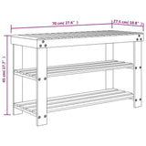 Shoe Rack 3-Tier 70x27.5x45 cm Bamboo 373365