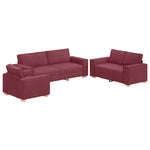 Sofa Set with Cushion 3 pcs Wine Red 220 x 78 x 84 cm Fabric 3324612