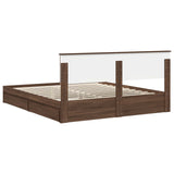 Storage Bed with Drawer Brown Oak 200 x 200 cm Engineered Wood 3408430