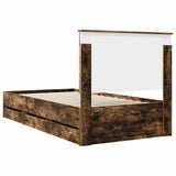 Bed Frame with Drawer Smoked Oak 100 x 200 cm Engineer Wood 3411149