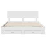 Bed Frame with Headboard White 200 x 200 cm Engineered Wood 3412332