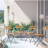 Bistro Chair Set of 4 Brown, Black Solid Acacia wood, Steel 313161