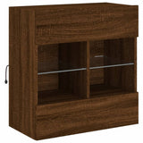 TV Wall Cabinet with LED Lights Brown Oak 58.5x30x60.5 cm 837098