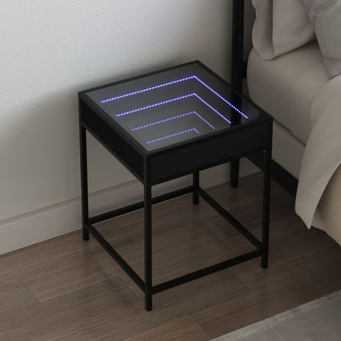 ZNTS Bedside Table with Infinity LED Black 40x40x51 cm 3284091