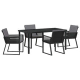 Garden Dining Set 5 pcs Black Powder-Coated Steel 3379320