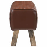 Bench 60 x 30 x 45 cm Real Leather Brown Diamond 42042106