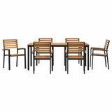 Garden Dining Set 7 pcs Black Solid Acacia Wood 3284402