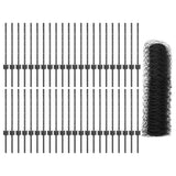 Welded Wire Fence 100 x 0.5 m PVC-Coated Steel Grey 3336919