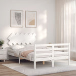 ZNTS Bed Frame without Mattress White Double Solid Wood 3195262