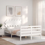 ZNTS Bed Frame without Mattress White Double Solid Wood 3195262