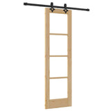 Sliding Door Natural 61 x 198.5 cm Solid Pine Wood and Glass 3332265