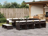 13 Piece Garden Dining Set with Cushions Brown Poly Rattan 3211161