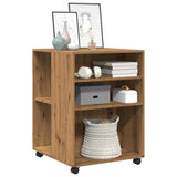 ZNTS Side Table with Wheels Artisian Oak 55x60x78 cm Engineered Wood 853163