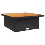 Garden Table Black 110x110x71 cm Poly Rattan and Acacia Wood 368272