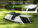 Three-Man Camping Tent, with Two Rooms and Porch - Green T3398P349043