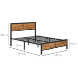 Industrial Double Frame, 5FT Steel Base with Headboard, Footboard, Slatted Support and Under T3398P340963
